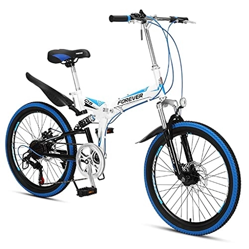 Bici pieghevoli : Jrechio 22 Pollici di Mountain Bike Pieghevole di Cross Country for Studenti Adolescenti (Colore: Blu) sunyangde