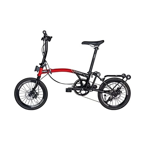 Bici pieghevoli : JstDoit Bici pieghevole a tre stadi bici portatile cyclette da viaggio all'aperto 9 velocità bicicletta per adulti (colore: rosso)