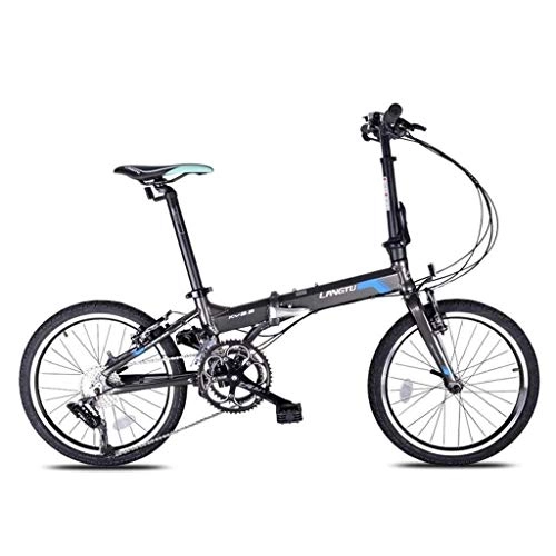 Bici pieghevoli : Jue Biciclette pieghevoli bicicletta pieghevole 16 velocità in lega di alluminio da 20 pollici biciclette Adulto Uomini Donne Studente e ultra-leggera bicicletta (Colore: Grigio, Dimensione: 20inches)