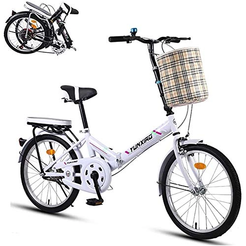 Bici pieghevoli : JW Folding Bike, da 20 Pollici A 7 velocità Leggero Acciaio al Carbonio della Bicicletta di Cornice per Adulti, Portatile Grande Pieghevole della Bicicletta A Città di Guida E Il Pendolarismo, C