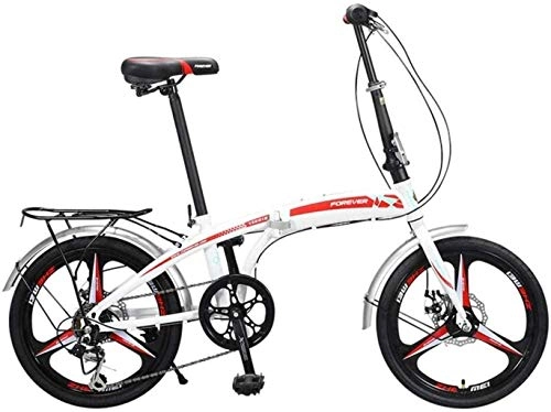 Bici pieghevoli : JYD 20 Pollici Bicicletta Pieghevole, 7-velocità Ultraleggero citybike Portatile Jugendschülerrad for Adulti 6-6, Rosso (Color : Rot)