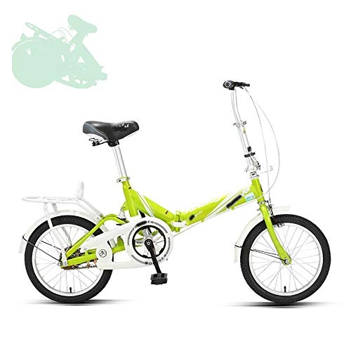 Bici pieghevoli : JYTFZD WENHAO Pieghevole Bicicletta for Adulti, 16 Pollici Giovani e Donne Ultra-Light Portable Mini Bicycle Ammortizzatore Ammortizzatore Ampianti Sull'assorbitore (Color : Green)