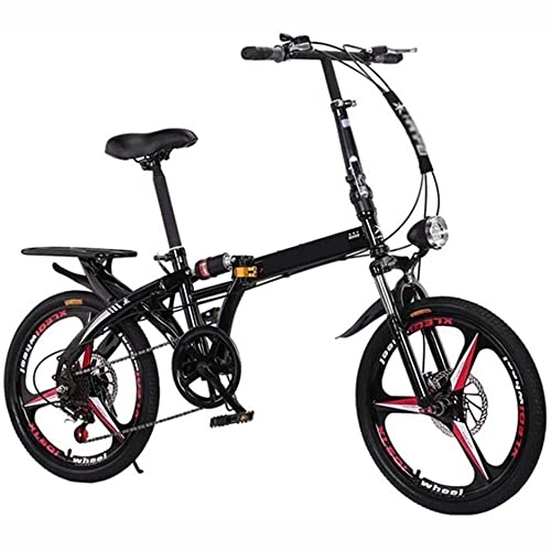 Bici pieghevoli : Kaidanwang Pieghevole Bicycle Speed ​​Mountain Bike Maschio e Femmina Scooter Adulto con Doppio Assorbimento d'urti Una Ruota (Color : Schwarz, Size : 20inch)