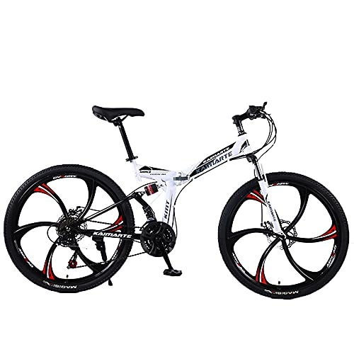 Bici pieghevoli : KANULAN Bicicletta da 26 Pollici Bicicletta Bike Bianco, Veloce Veloce, Ammortizzatura, Biciclette Pieghevoli, Pneumatici Resistenti all'Usura Antiscivolo Bici per Adulti Z(Size:27 Speed)