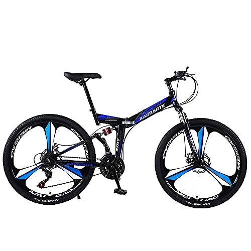Bici pieghevoli : KANULAN Mountain Bike Blue da 26 Pollici Bicicletta Conveniente, Veloce, Ammortizzazione Pressione, Pneumatici Resistenti all'Usura Antiscivolo Bici Adulti Bici Pieghevoli Z(Size:21 Speed)
