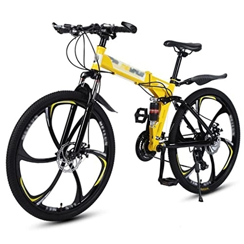 Bici pieghevoli : KDHX Ruote da 26 Pollici 27 velocità Mountain Bike Pieghevole Telaio in Acciaio ad Alto tenore di Carbonio più Colori per Biciclette per Adulti Sport all'Aria Aperta e pendolarismo (Color : Black)