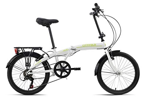Bici pieghevoli : KS Cycling, Bicicletta pieghevole 20'' Cityfold RH 27 cm Unisex-Adulti, bianco-verde, 20 Zoll