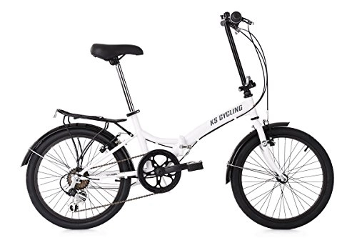 Bici pieghevoli : KS Cycling - Bicicletta Pieghevole Foldtech a 6 Marce, Unisex, 521C, Bianco, 51 cm