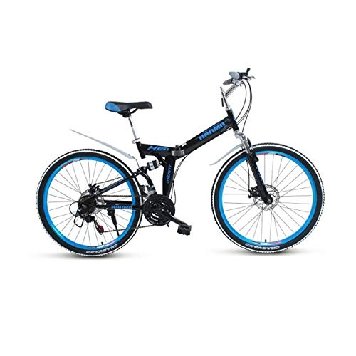 Bici pieghevoli : KUQIQI 24 / 27 Freni a Disco Speed Super Road Bike, Dual Brake Brake Bicycle, Adatto per Studenti, Biciclette per Adulti (Color : Black Blue, Edition : 27 Speed)