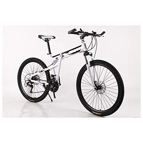 Bici pieghevoli : KXDLR Mountain Bike, 17" Telaio in Acciaio Pollici, 21-30 velocità Shimano Cambio E Micro-Shift Rotazionale Leve Forte con Freni A Disco Doppio, Bianca, 30 Speed