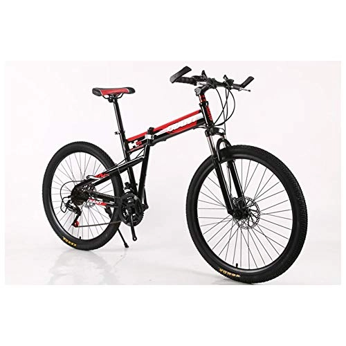 Bici pieghevoli : KXDLR Mountain Bike, 17" Telaio in Acciaio Pollici, 21-30 velocità Shimano Cambio E Micro-Shift Rotazionale Leve Forte con Freni A Disco Doppio, Rosso, 21 Speed