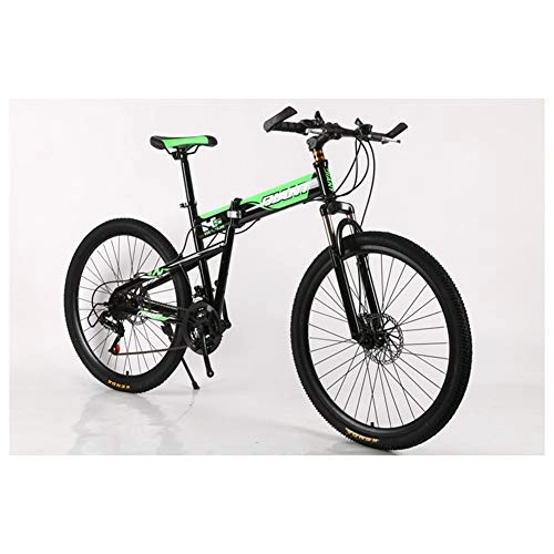 Bici pieghevoli : KXDLR Mountain Bike, 17" Telaio in Acciaio Pollici, 21-30 velocità Shimano Cambio E Micro-Shift Rotazionale Leve Forte con Freni A Disco Doppio, Verde, 21 Speed