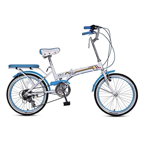 Bici pieghevoli : L.BAN Bicicletta Pieghevole da Bicicletta Bicicletta Unisex da 16 Pollici per Bicicletta Portatile a 7 velocità (Colore: Blu, Dimensioni: 150 * 30 * 65 cm)
