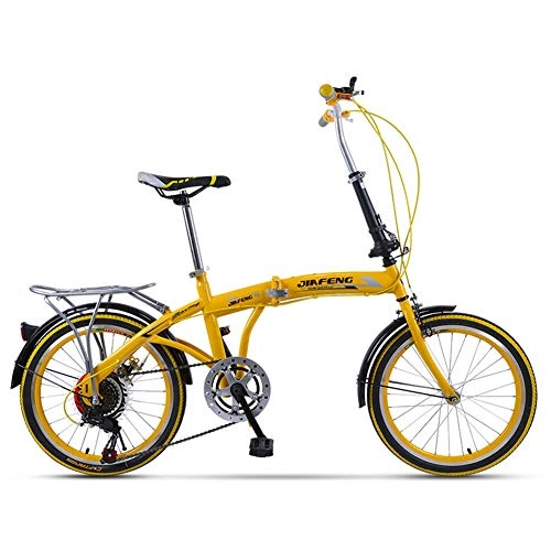 Bici pieghevoli : LETFF Bicicletta pieghevole per adulti Bicicletta da 20 pollici a velocità conveniente(Yellow)