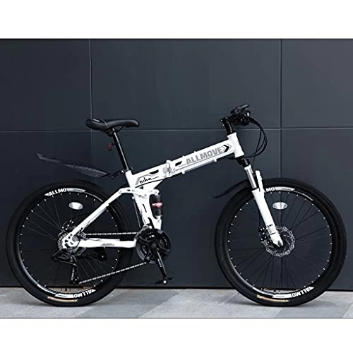 Bici pieghevoli : LHQ-HQ Mountain Bike Pieghevole da 26 Pollici per Adulti, Bici Pieghevole MTB Professionale A 24 velocità, Doppia Sospensione, Telaio in Acciaio Ad Alto Tenore di Carbonio, Freno A Doppio Disco, A