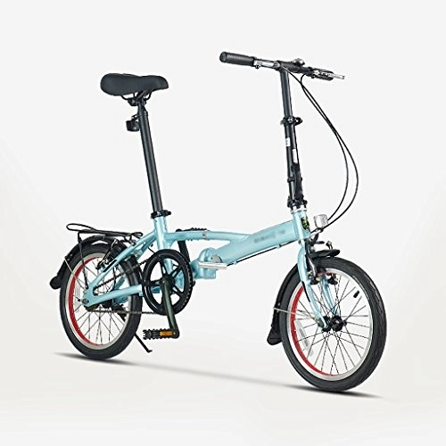 Bici pieghevoli : LI SHI XIANG SHOP Bici da 16 Pollici Mini-Ultraleggera in Lega di Alluminio Bicicletta Pieghevole Adulta studentesca (Colore : Blu)