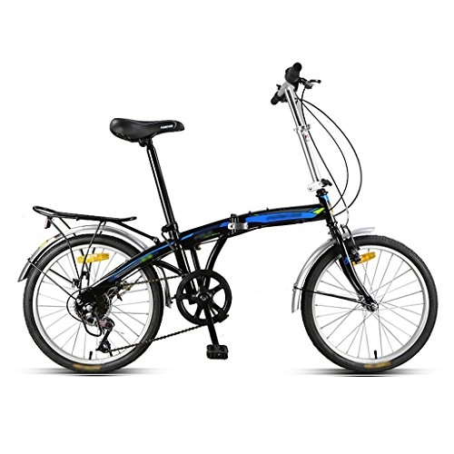 Bici pieghevoli : LI SHI XIANG SHOP Bicicletta Pieghevole dell'allievo degli Allievi Che trasportano Mini 7 velocità variabile della Bici da 20 Pollici (Colore : Black Blue)