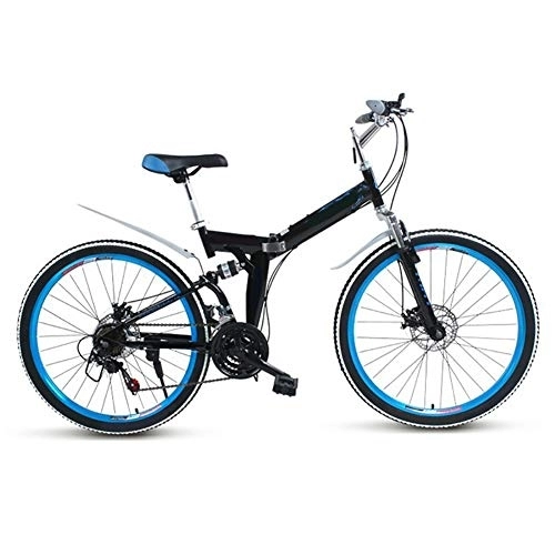 Bici pieghevoli : LILIS Mountain Bike Bici MTB Mountain Bike for Adulti Pieghevole della Strada della Bicicletta degli Uomini di 24 velocità 26 Ruote delle Donne a inch (Color : Blue, Size : 26in)