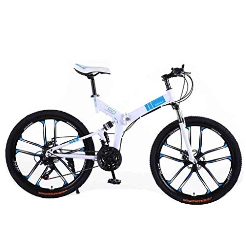Bici pieghevoli : LILIS Mountain Bike Biciclette Mountain Bike for Adulti MTB Pieghevole Strada Biciclette for Uomini e Donne 26in Ruote Regolabile velocità Doppio Freno a Disco (Color : White2, Size : 27 Speed)