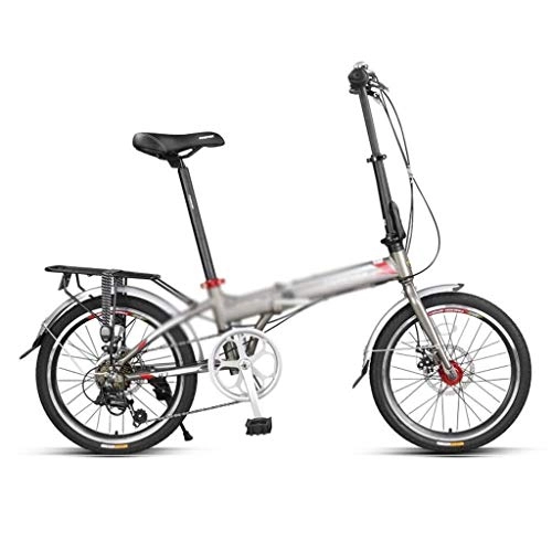 Bici pieghevoli : LIPENLI Folding velocità della bicicletta 20 pollici bicicletta Piccolo Bicicletta, acciaio al carbonio telaio, 7 marce del sistema di trasmissione, il migliore regalo (colori: grigio, Dimensioni: 154