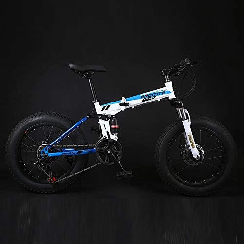 Bici pieghevoli : LIUJIE 26"in Lega di Folding Mountain Bike 27 velocità Doppia della Sospensione 4.0 Pollici Fat Tire Bike Can Ciclismo Neve, Montagne e Strade, spiagge, ECC, 3, Blu