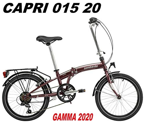 Bici pieghevoli : LOMBARDO BICI Pieghevole Capri 015 Ruota 20 Shimano 6V Gamma 2020 (Bordeaux Matt)