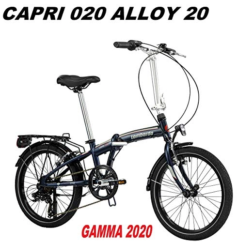 Bici pieghevoli : LOMBARDO BICI Pieghevole Capri 020 Ruota 20 Shimano 6V Gamma 2020 (Night Blue Silver Matt)