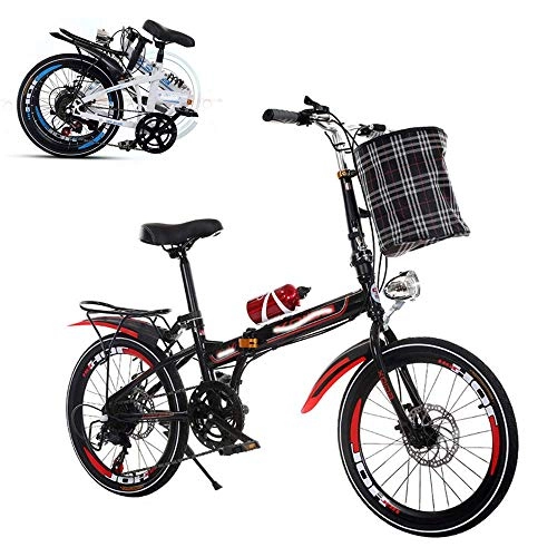 Bici pieghevoli : lqgpsx Bicicletta Pieghevole per Adulti, Mini Bici Portatile Ultraleggera da 20 Pollici a velocità variabile, Freno a Doppio Disco Anteriore e Posteriore a 6 velocità Regolabile