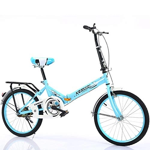 Bici pieghevoli : LSBYZYT Bicicletta Pieghevole, Bicicletta Ultraleggera da 20 Pollici, Bicicletta per Adulti Portatile-Blu_Escluso Cestino per Biciclette