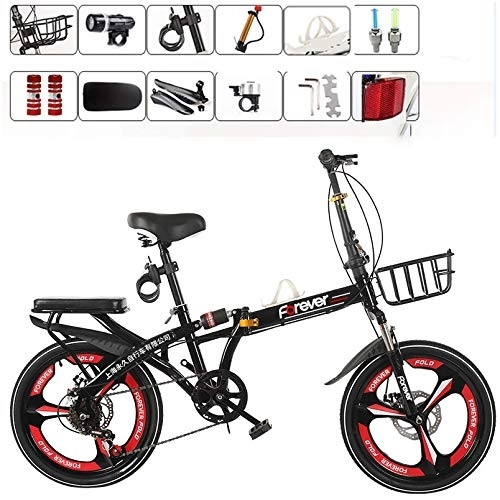 Bici pieghevoli : LXLTLB Bicicletta Pieghevole Unisex Adulto 20in Assorbimento degli Urti velocità Variabile Bicicletta da Città Pieghevole Portatile Bicicletta Folding, Nero