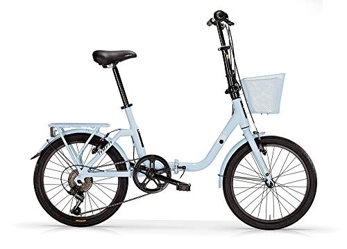 Bici pieghevoli : MBM Kangaroo PIEGH Acc 20' 6V C / Cesto, Bici Unisex Adulto, Azzurro A25, XX