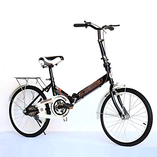 Bici pieghevoli : MFZJ1 16" 20" Mini Bicicletta Pieghevole, Adulto Uomo Donna Leggera Bici da Cittagrave; Pieghevole, Single Speed elaio in Acciaio al Carbonio Biciclette, Nero