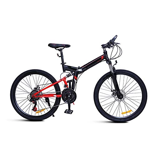 Bici pieghevoli : MH-LAMP Mountain Bike Doppia Freni A Disco, MTB Biammortizzata, Bike 26 Pollici, Bicicletta 24 velocit, Telaio in Acciaio Ad Alto Tenore di Carbonio