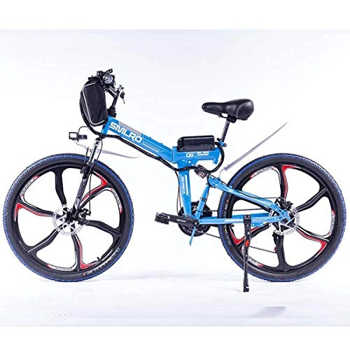 Bici pieghevoli : MICAKO Biciclette Elettrico Mountain Bike E-Bike 26 Pollici 21 Sistema di Trasmissione velocità con Batteria al Litio Staccabile 48V, Blu