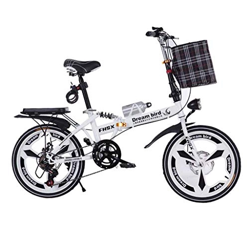 Bici pieghevoli : min min Bicycle Pieghevole Shifting Disc Freni da 20 Pollici Ammortizzatore Ammortizzatore Unisex Ultralight Bicicletta Pieghevole Portatile (Colore: Bianco) (Color : White)