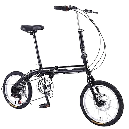 Bici pieghevoli : Mini Bici Pieghevole, Bicicletta Città Pieghevole Lega Leggera 16 Pollici, Telaio Acciaio Alto Tenore Carbonio Velocità Variabile Tramite Bicicletta Compatta Pieghevole Per Studenti Adulti A, 16inch