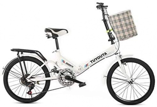 Bici pieghevoli : Miwaimao 20" Velocità Variabile Bicicletta Portatile Mini-Size Urban Unisex-Adulto Bicicletta Posteriore Sospensione Raggi bianco
