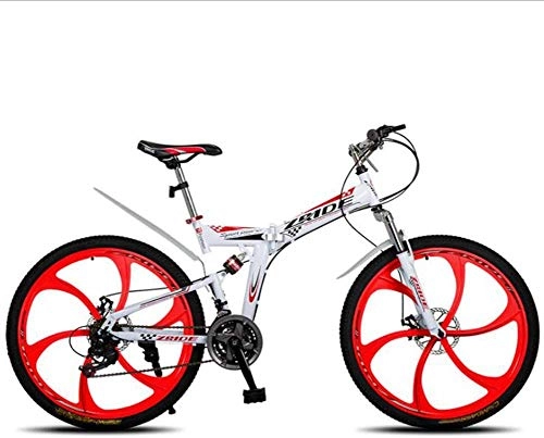 Bici pieghevoli : Miwaimao Mountain Bike pieghevole 26" 21 24 27 30 velocità variabile 6 razze ruota posteriore ammortizzatore, A, 24gears