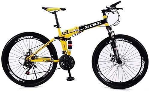 Bici pieghevoli : Mopoq Pieghevole Mountainbike 24 / 26 Pollici, MTB Bicicletta con Spoke Wheel, Giallo (Color : 27 Gear Shift, Dimensione : 26 Inches)