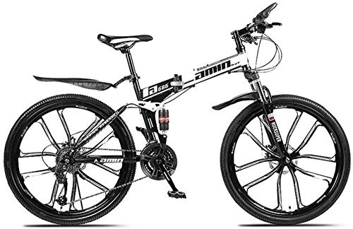 Bici pieghevoli : Mountain bike a doppia sospensione Comfort & Cruiser Bike Mountain Bike Mountain Bike ad alto tenore di carbonio telaio pieghevole 66 cm bicicletta da strada (colore: blu Dimensioni: 27 velocità), Giallo., 21 speed