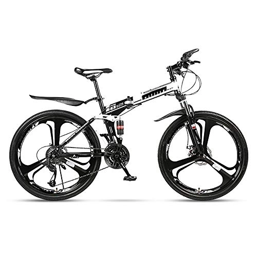 Bici pieghevoli : Mountain Bike Bicicletta da Donna Pieghevole, Doppio Assorbimento degli Urti, Sedile Regolabile, Adatta per Sentieri, Strade (Color : 30 Speed Black Two, Size : 24 inch)