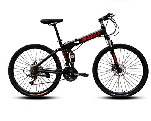 Bici pieghevoli : Mountain bike, bicicletta pieghevole da 26 pollici bici bici bici 21 / 24 / 27 gang hardtail mountain bike con sedile regolabile disco freno a disco bicicletta per uomo e signore, Nero, 26 inch 27 speed