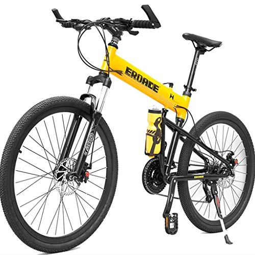 Bici pieghevoli : Mountain Bike Completa Pieghevole in Lega Di Alluminio Off-Road Attrezzature Corsa Per Maschi E Femmine Adulti Studenti Portatile 16 Pollici Cornice Viaggi Altezza 135 ~ 165Cm (170 * 65 * 95CM), Giallo