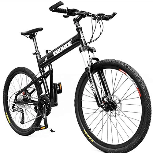 Bici pieghevoli : Mountain Bike Completa Pieghevole in Lega Di Alluminio Off-Road Attrezzature Corsa Per Maschi E Femmine Adulti Studenti Portatile 16 Pollici Cornice Viaggi Altezza 135 ~ 165Cm (170 * 65 * 95CM), Nero