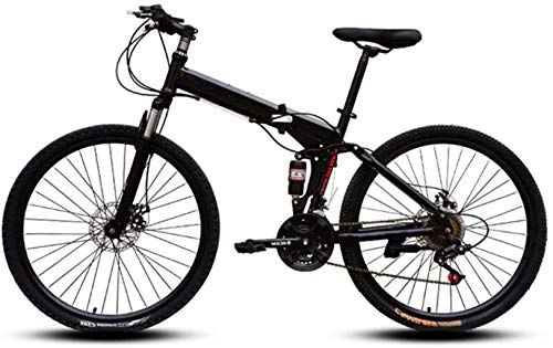 Bici pieghevoli : Mountain bike da 24 pollici, facile da trasportare, telaio pieghevole in acciaio ad alto tenore di carbonio, velocità variabile, doppio assorbimento degli urti, bicicletta pieghevole 6-6, 21 velocità,