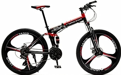 Bici pieghevoli : Mountain Bike Da 26 Pollici Ruota A Tre Coltelli Doppia Sospensione Pieghevole Bicicletta Da 21 Velocità In Mountain Bike, Pneumatici Antiscivolo Antiscivolo Red, 26 inches