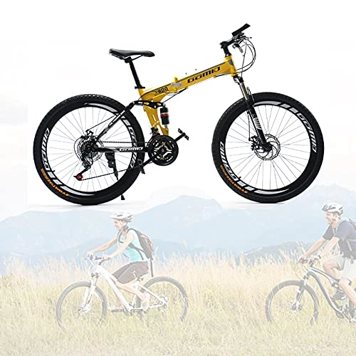 Bici pieghevoli : Mountain Bike pieghevole, 24 26 pollici sport all'aria aperta in acciaio al carbonio MTB bicicletta, Biciclette da fondo a doppio ammortizzatore per uomo e donna / A / 24speed / 26inch