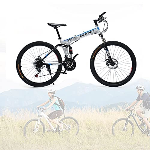 Bici pieghevoli : Mountain Bike pieghevole, 24 26 pollici sport all'aria aperta in acciaio al carbonio MTB bicicletta, Biciclette da fondo a doppio ammortizzatore per uomo e donna / E / 27speed / 26inch