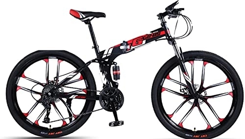 Bici pieghevoli : Mountain Bike Pieghevole 24 Pollici, Mountain Bike Pieghevole Da Uomo E Donna 21 Velocità Doppio Freno A Disco, Telaio In Acciaio Leggero E Resistente, Facile Da Viaggiare red, 24 inches