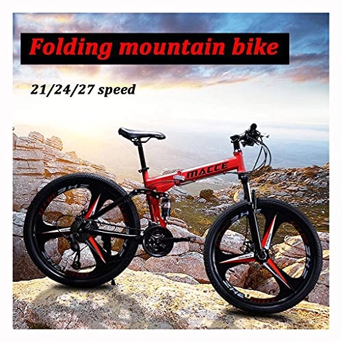 Bici pieghevoli : Mountain Bike Pieghevole 26 Pollici (21 / 24 / 27 Velocità Freno A Disco Bicicletta Bicicletta Pieghevole Per Adolescenti Adulti Studente Unisex (Freni A Disco Meccanici Anteriori E Posteriori (Colore : R